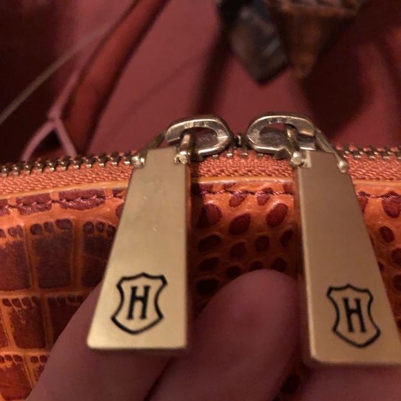 J.W. Hulme Co. Orange/Brown Leather Croc Embossed Handbag - Picture 6 of 16